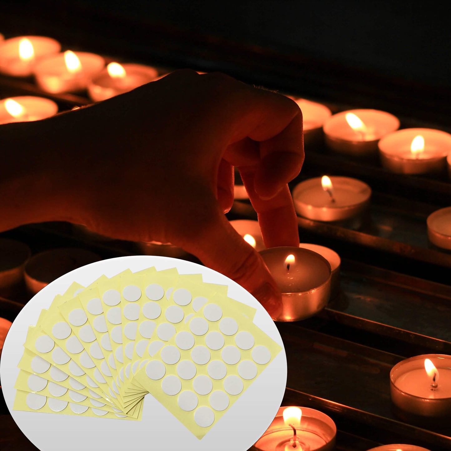 JHZABPO 2cm Dots Candle Wick Stickers for Candle Making, Candle Making Supplies, Heat Resistance Double-Sided Stickers, Candle Wick Stickers