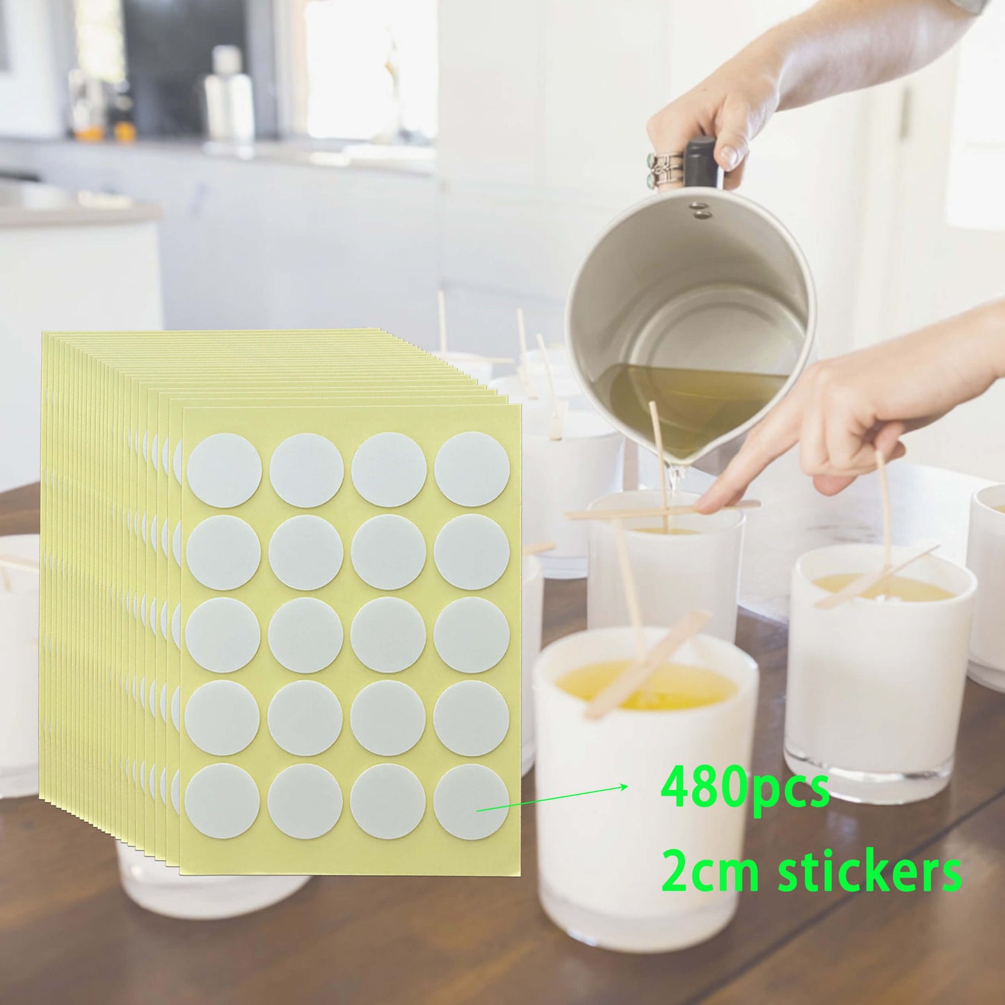 JHZABPO 2cm Dots Candle Wick Stickers for Candle Making, Candle Making Supplies, Heat Resistance Double-Sided Stickers, Candle Wick Stickers