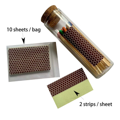 JHZABPO Match Striker Strips, Match Striker Paper Sheets with Self Adhesive Bulk Brown Colored Honeycomb Pattern 20 pcs