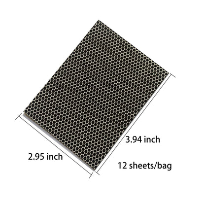 JHZABPO Match Striker Paper Sheet with Self Adhesive Black /Brown Colored Honeycomb Pattern 3.9'' *2.9'', 12 Sheets/Bag