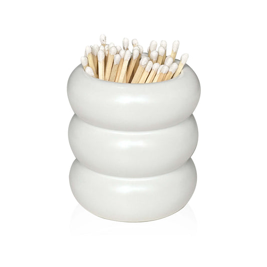 Match Holder with Striker - Decorative Ceramic Match Holder - Large Size Matches Holder Use for Long Matches Bulk(Sold without Matches)