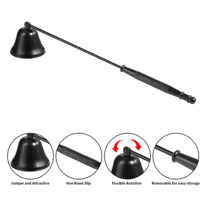 Black Powder Coated Candle Snuffer For Extinguishing Candle Flames And Wick Protecting Anti-Slip
